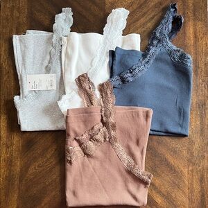 SO lace trim tank tops - Grey (1X), White (1X), Navy (1X) & Mocha (XXL)